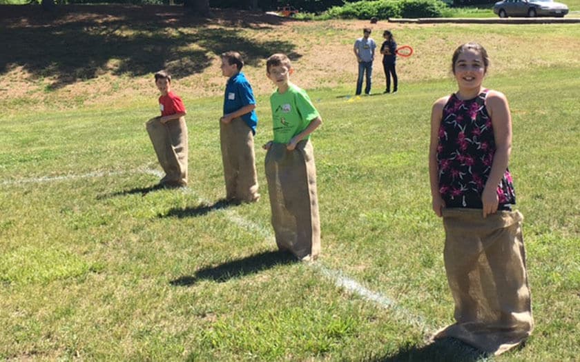 Potato sack races at the End of Year event