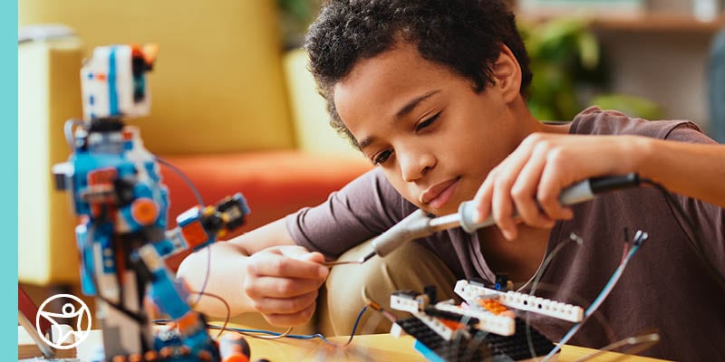 A student engaged in a STEM activity
