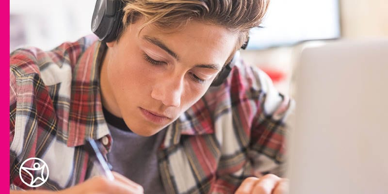 A high school student preparing college portfolio.