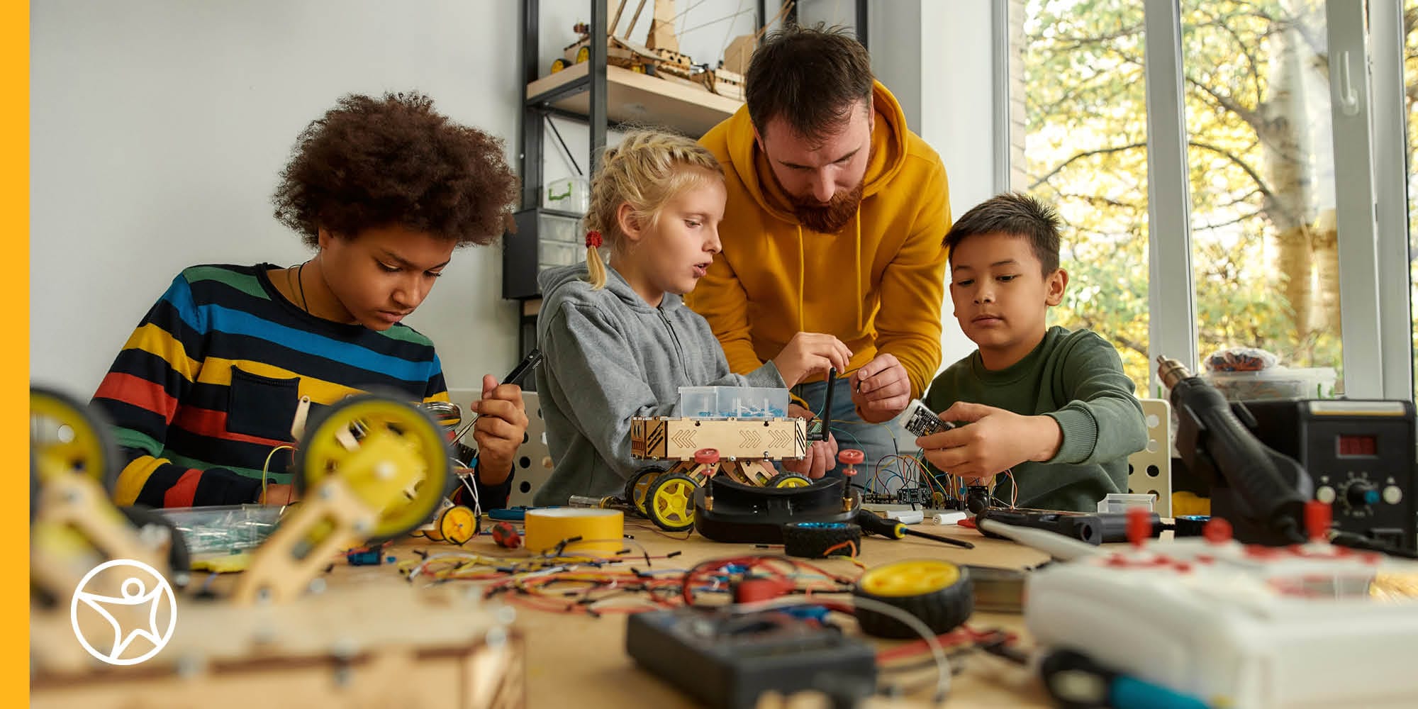 Students working on a project together